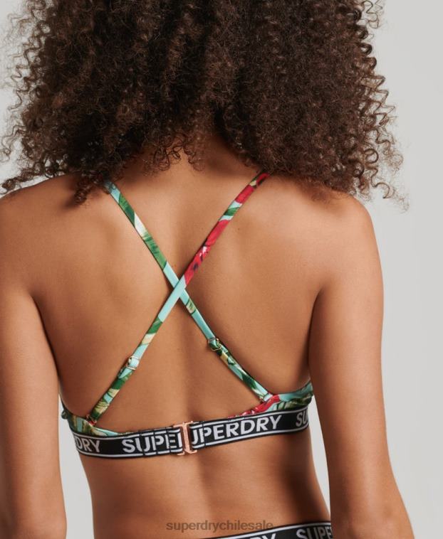mujer Superdry verde top de bikini reciclado con logo de surf vintage 2R68Z3254