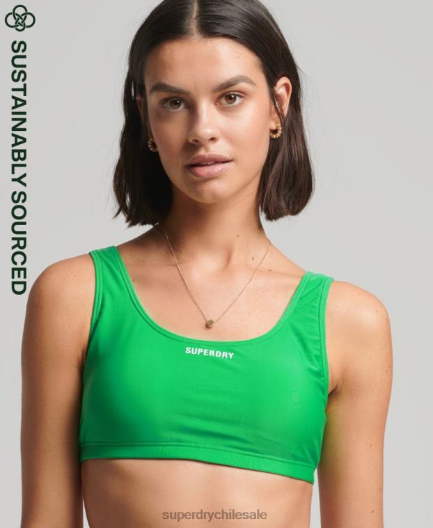 mujer Superdry verde top de bikini reciclado esencial 2R68Z3230