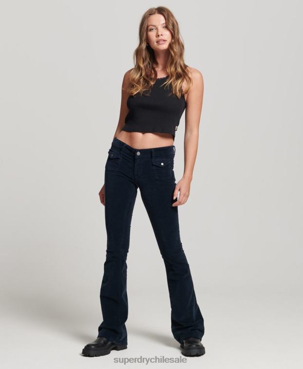 mujer Superdry Armada vaqueros acampanados de terciopelo de tiro bajo 2R68Z2572