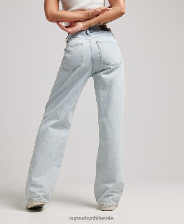 mujer Superdry azul claro vaqueros anchos de algodón orgánico 2R68Z3871