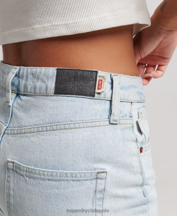 mujer Superdry azul claro vaqueros anchos de algodón orgánico 2R68Z3871