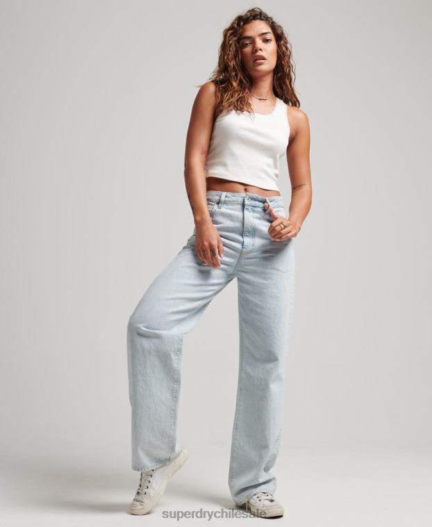 mujer Superdry azul claro vaqueros anchos de algodón orgánico 2R68Z3871
