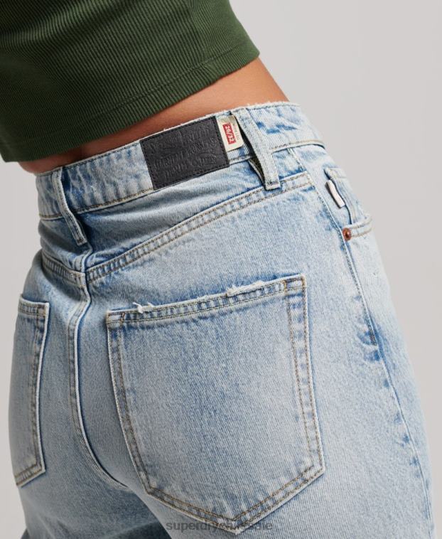 mujer Superdry azul claro vaqueros anchos de algodón orgánico 2R68Z3888