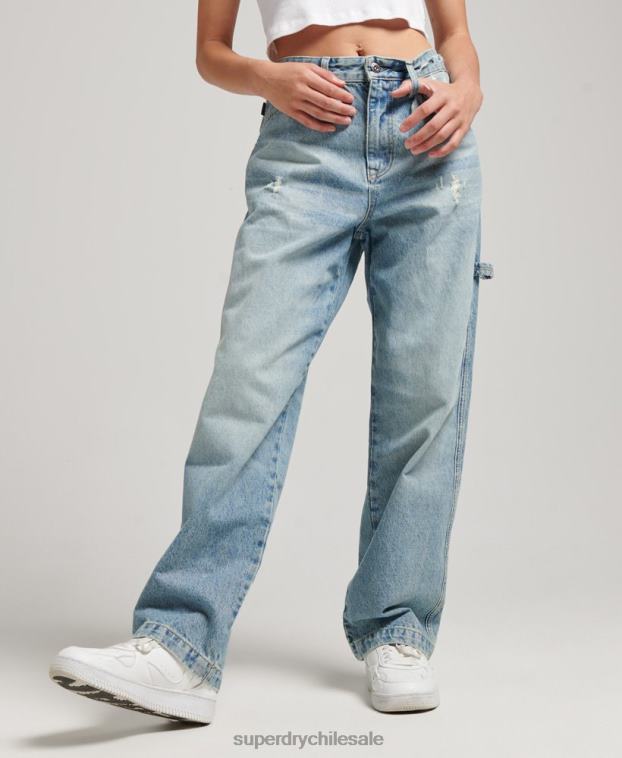 mujer Superdry azul claro vaqueros carpinteros vintage de algodón orgánico 2R68Z3866