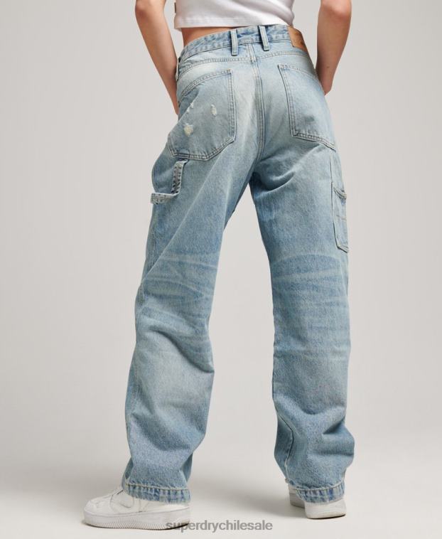 mujer Superdry azul claro vaqueros carpinteros vintage de algodón orgánico 2R68Z3866