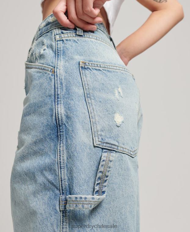 mujer Superdry azul claro vaqueros carpinteros vintage de algodón orgánico 2R68Z3866