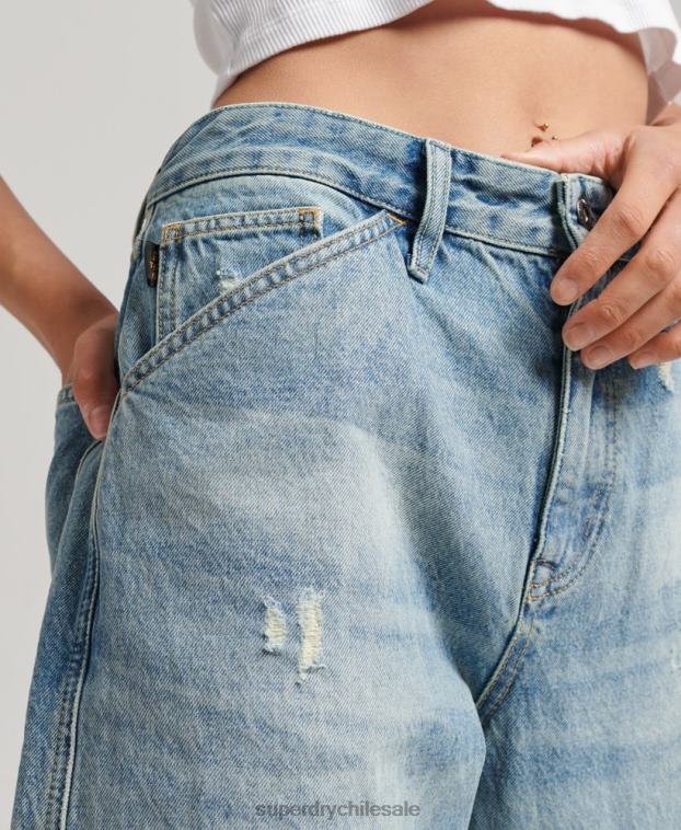 mujer Superdry azul claro vaqueros carpinteros vintage de algodón orgánico 2R68Z3866
