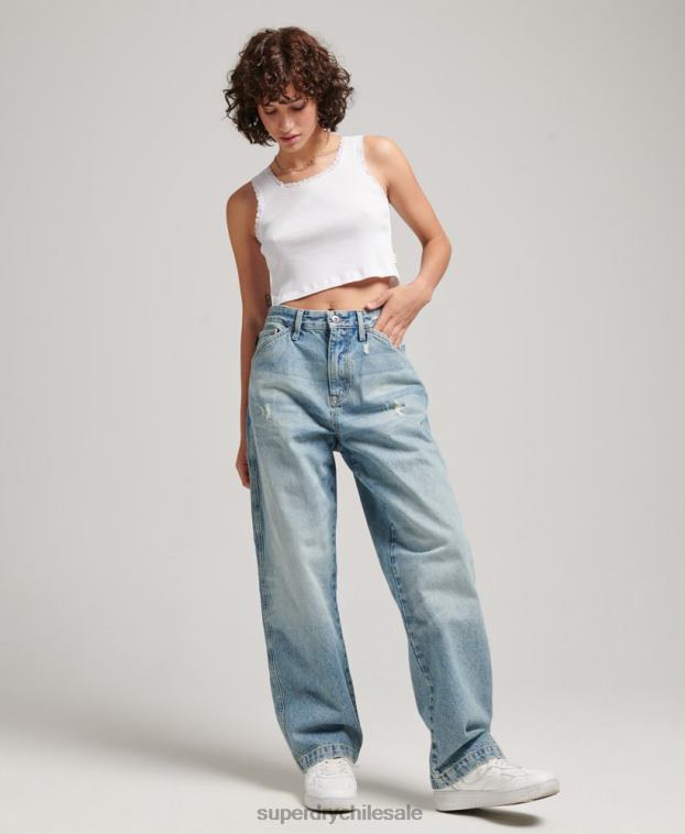 mujer Superdry azul claro vaqueros carpinteros vintage de algodón orgánico 2R68Z3866