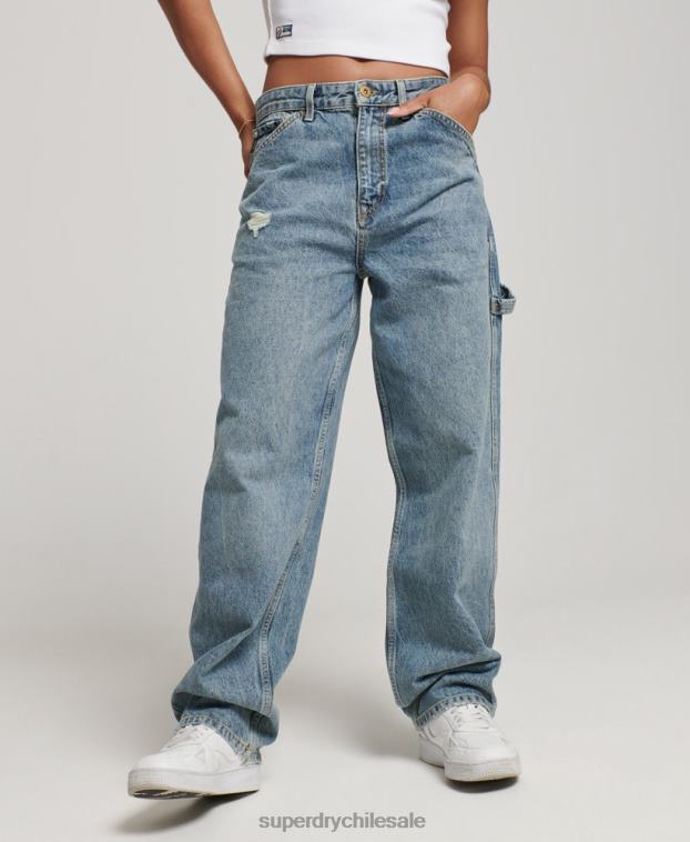 mujer Superdry azul claro vaqueros carpinteros vintage de algodón orgánico 2R68Z3881