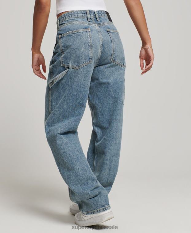 mujer Superdry azul claro vaqueros carpinteros vintage de algodón orgánico 2R68Z3881