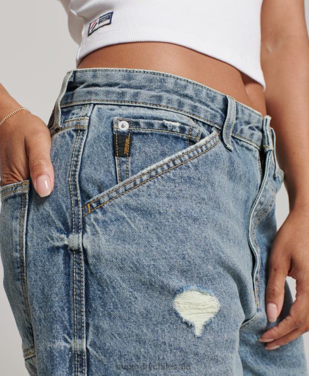 mujer Superdry azul claro vaqueros carpinteros vintage de algodón orgánico 2R68Z3881