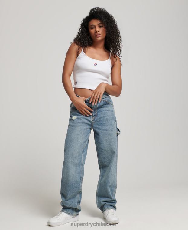 mujer Superdry azul claro vaqueros carpinteros vintage de algodón orgánico 2R68Z3881