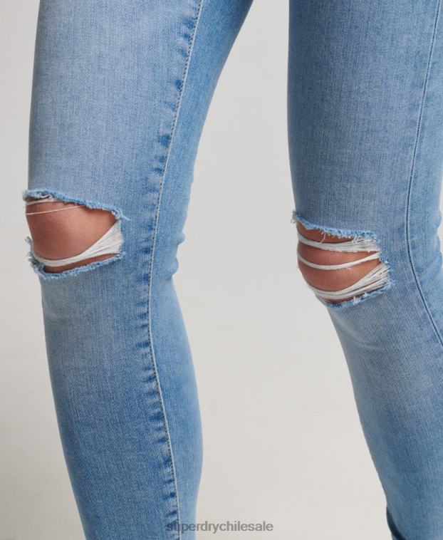 mujer Superdry azul claro vaqueros pitillo de tiro alto de algodón orgánico 2R68Z3878