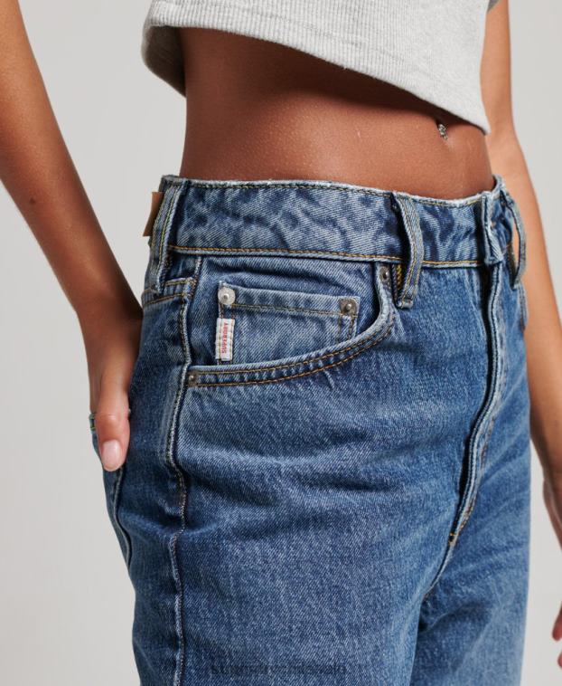 mujer Superdry azul oscuro vaqueros anchos de algodón orgánico 2R68Z3875