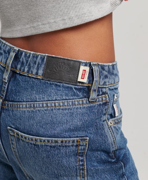 mujer Superdry azul oscuro vaqueros anchos de algodón orgánico 2R68Z3875