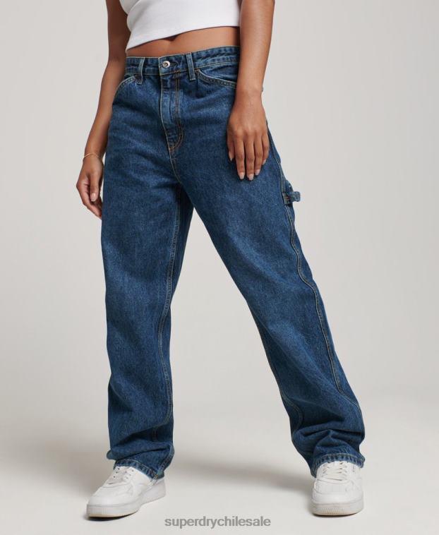 mujer Superdry azul oscuro vaqueros carpinteros vintage de algodón orgánico 2R68Z3868