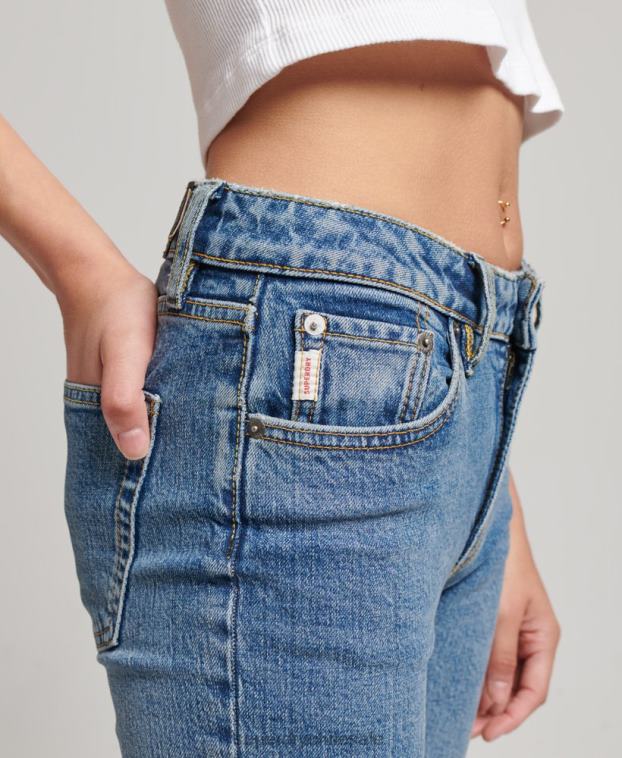 mujer Superdry azul oscuro vaqueros pitillo acampanados de tiro medio de algodón orgánico 2R68Z3872