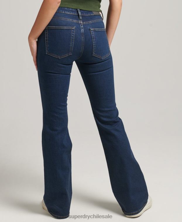 mujer Superdry azul oscuro vaqueros pitillo acampanados de tiro medio de algodón orgánico 2R68Z3883