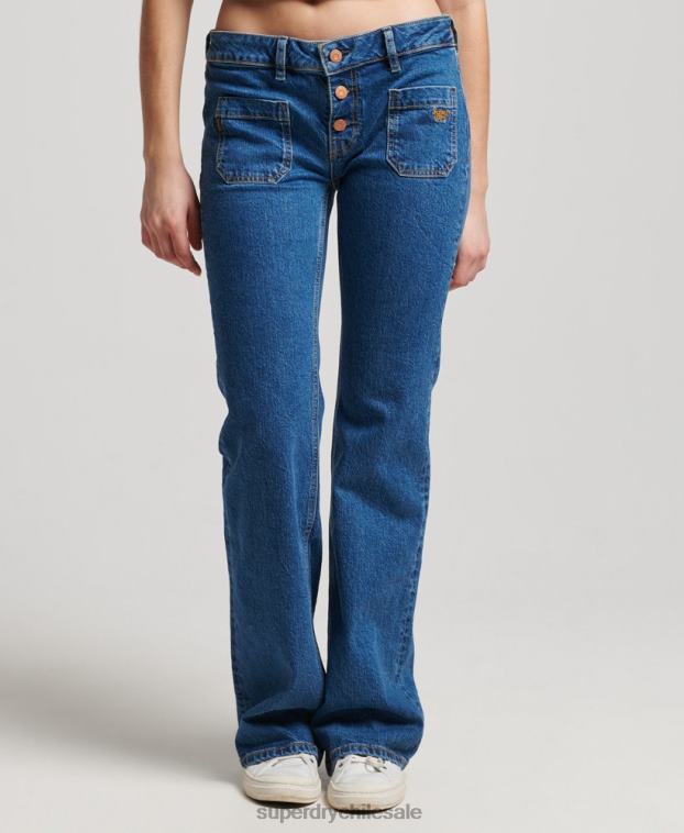 mujer Superdry azul oscuro vaqueros pitillo acampanados vintage de tiro bajo de algodón orgánico 2R68Z3893