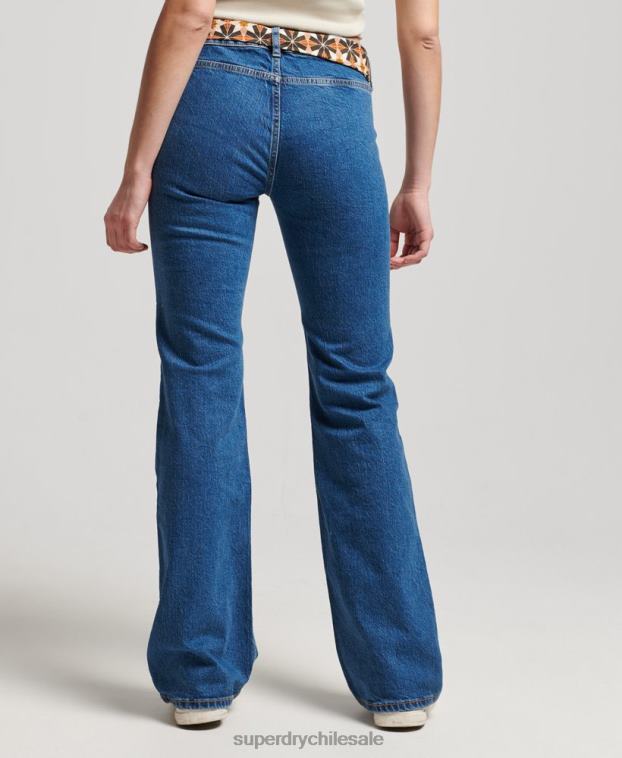 mujer Superdry azul oscuro vaqueros pitillo acampanados vintage de tiro bajo de algodón orgánico 2R68Z3893
