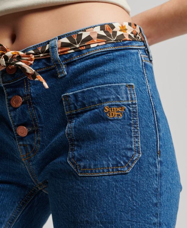 mujer Superdry azul oscuro vaqueros pitillo acampanados vintage de tiro bajo de algodón orgánico 2R68Z3893