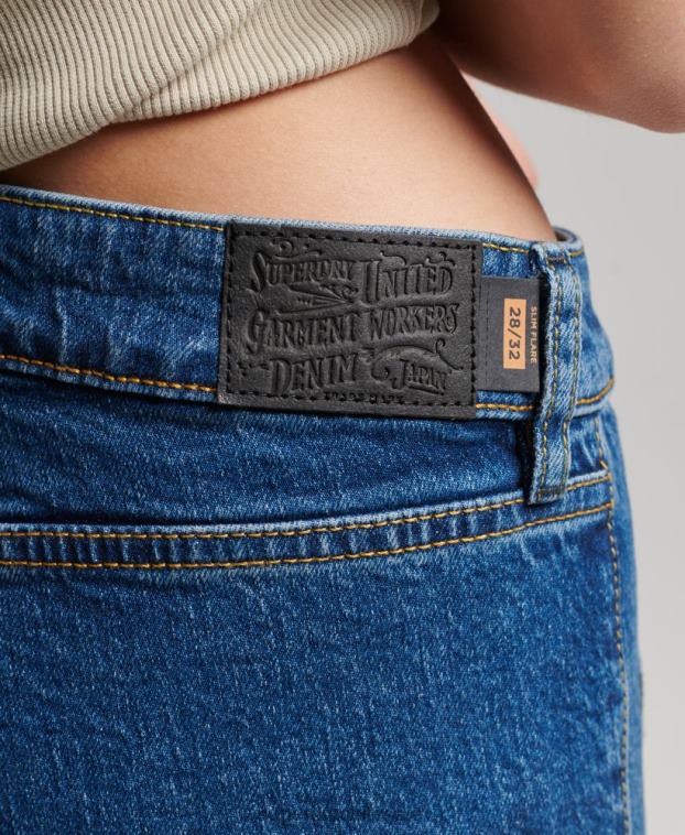 mujer Superdry azul oscuro vaqueros pitillo acampanados vintage de tiro bajo de algodón orgánico 2R68Z3893