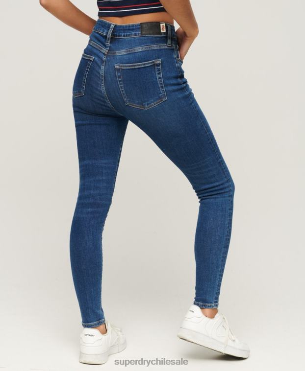 mujer Superdry azul oscuro vaqueros pitillo de tiro alto de algodón orgánico 2R68Z3873