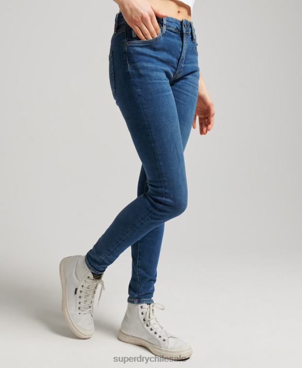 mujer Superdry azul oscuro vaqueros pitillo vintage de tiro medio de algodón orgánico 2R68Z3874