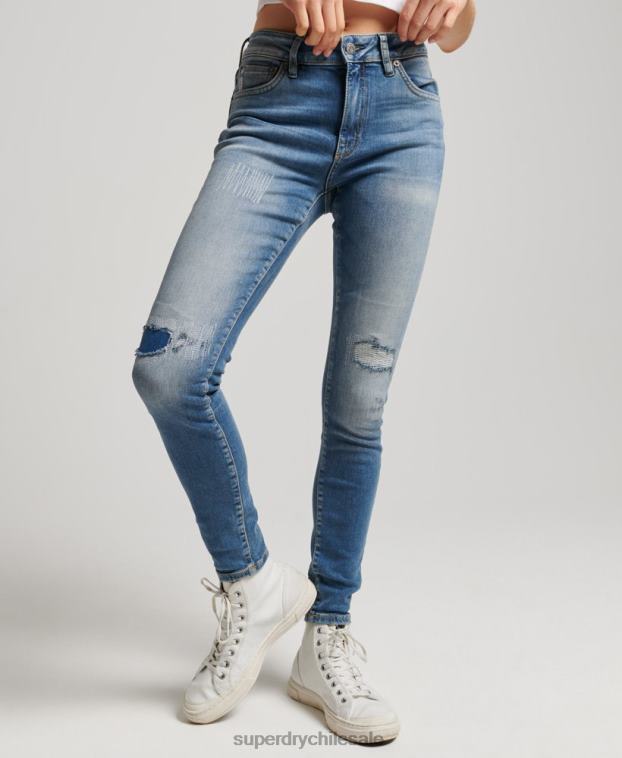 mujer Superdry azul oscuro vaqueros pitillo vintage de tiro medio de algodón orgánico 2R68Z3890