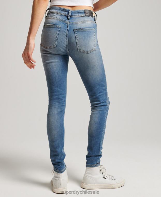 mujer Superdry azul oscuro vaqueros pitillo vintage de tiro medio de algodón orgánico 2R68Z3890