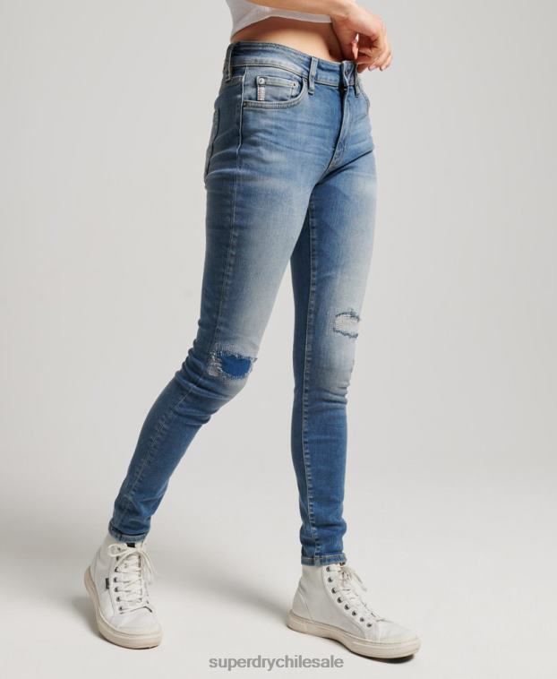 mujer Superdry azul oscuro vaqueros pitillo vintage de tiro medio de algodón orgánico 2R68Z3890