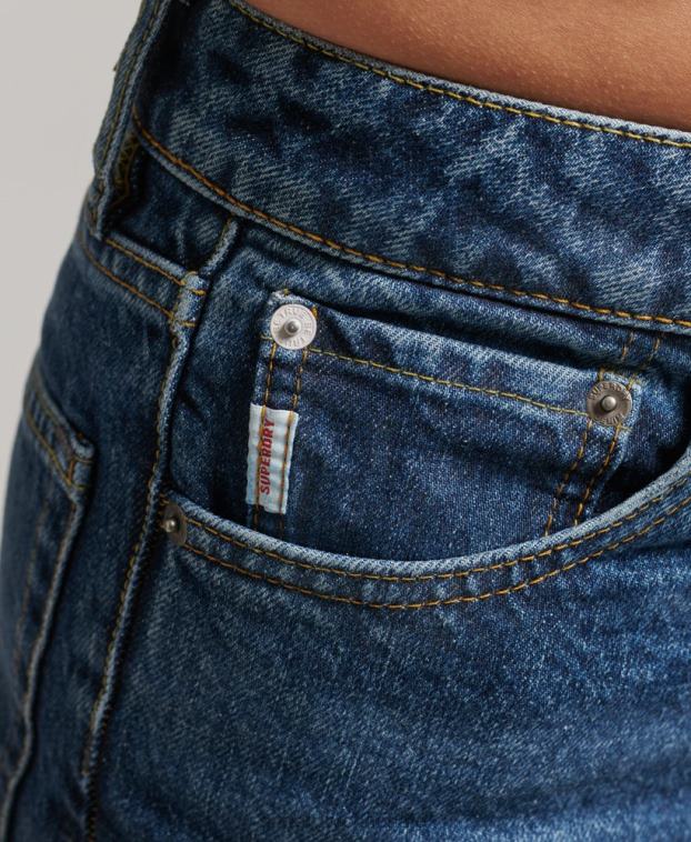 mujer Superdry azul oscuro vaqueros rectos de tiro alto de algodón orgánico 2R68Z3892