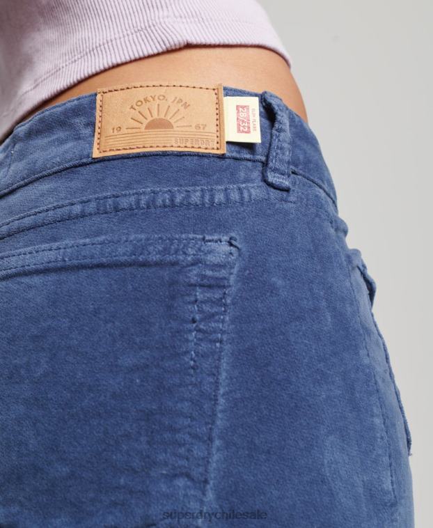 mujer Superdry azul vaqueros acampanados de terciopelo de tiro bajo 2R68Z2585