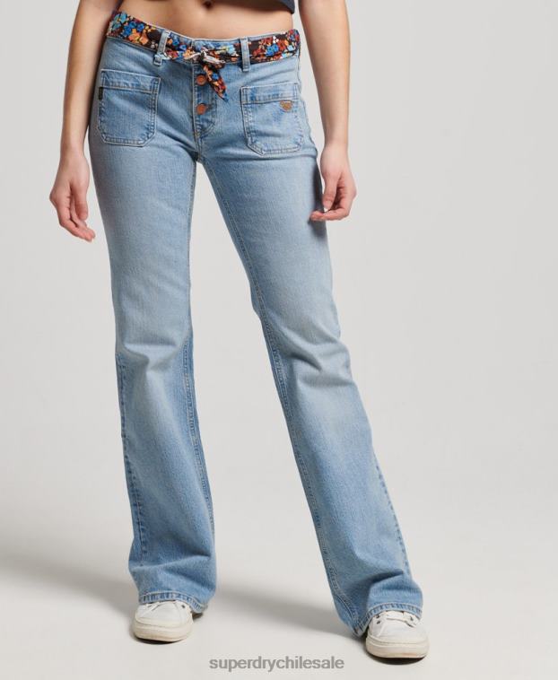 mujer Superdry azul vaqueros pitillo acampanados vintage de tiro bajo de algodón orgánico 2R68Z3863