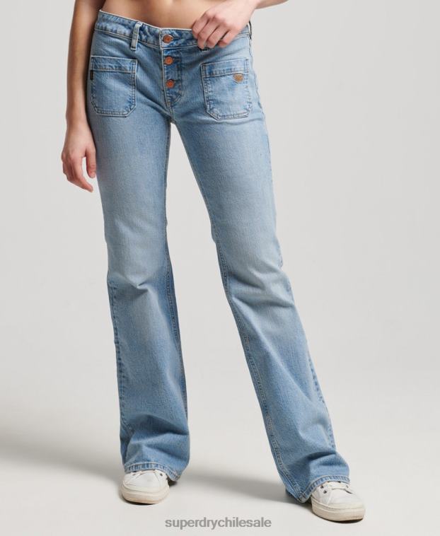 mujer Superdry azul vaqueros pitillo acampanados vintage de tiro bajo de algodón orgánico 2R68Z3863