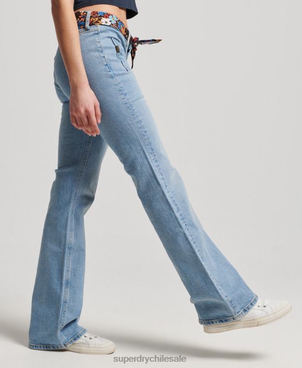 mujer Superdry azul vaqueros pitillo acampanados vintage de tiro bajo de algodón orgánico 2R68Z3863