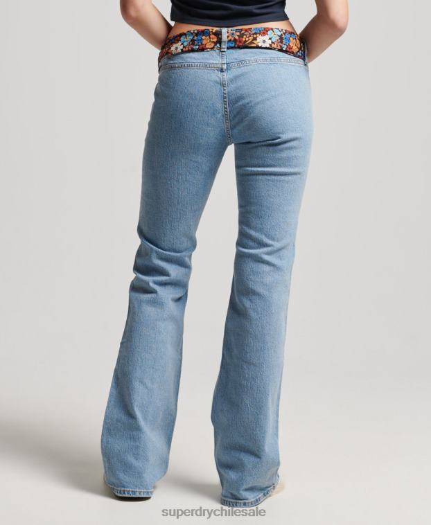 mujer Superdry azul vaqueros pitillo acampanados vintage de tiro bajo de algodón orgánico 2R68Z3863