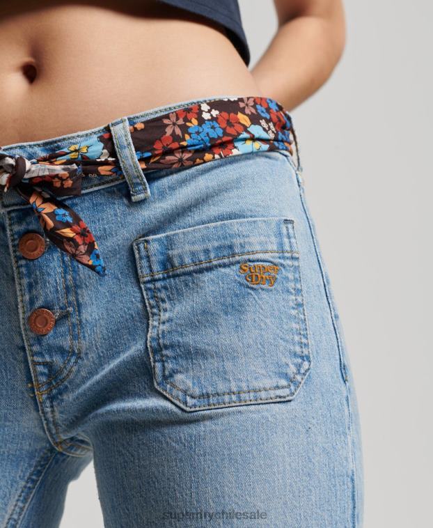 mujer Superdry azul vaqueros pitillo acampanados vintage de tiro bajo de algodón orgánico 2R68Z3863