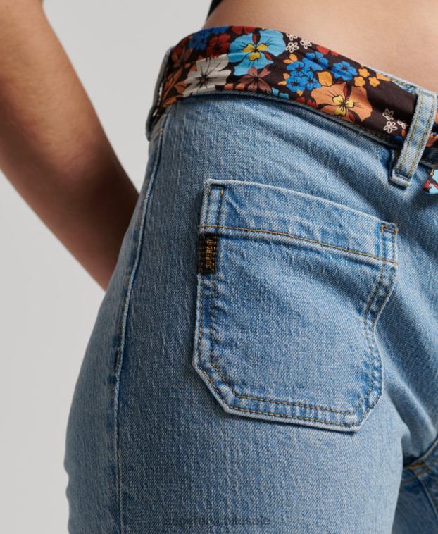 mujer Superdry azul vaqueros pitillo acampanados vintage de tiro bajo de algodón orgánico 2R68Z3863