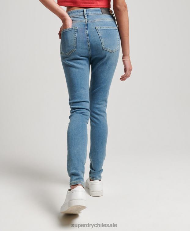 mujer Superdry azul vaqueros pitillo de tiro alto de algodón orgánico 2R68Z3880