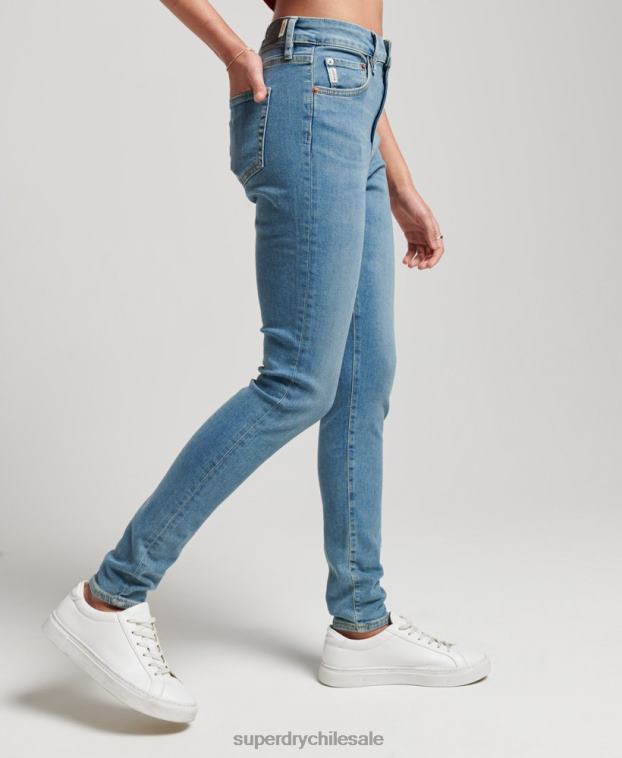 mujer Superdry azul vaqueros pitillo de tiro alto de algodón orgánico 2R68Z3880