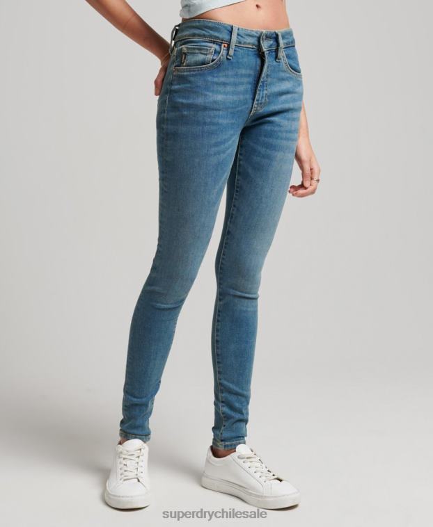 mujer Superdry azul vaqueros pitillo vintage de tiro medio de algodón orgánico 2R68Z3865