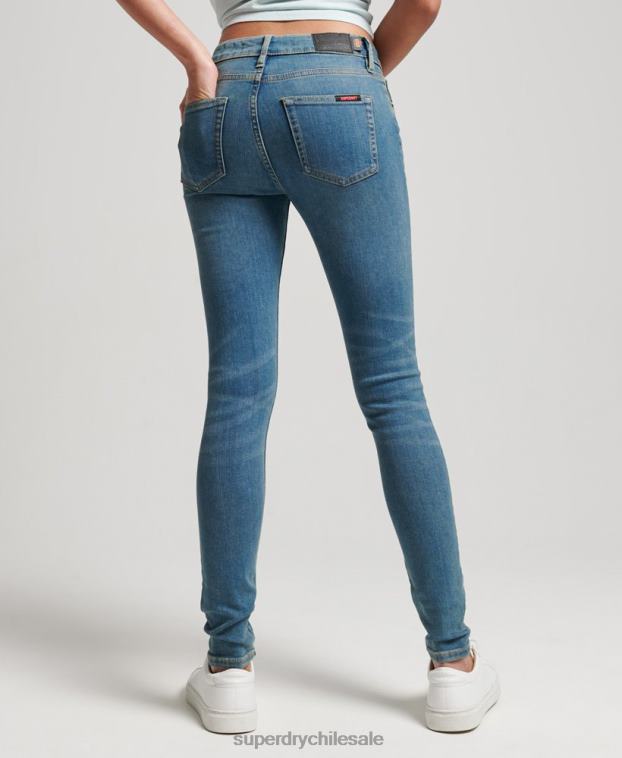 mujer Superdry azul vaqueros pitillo vintage de tiro medio de algodón orgánico 2R68Z3865