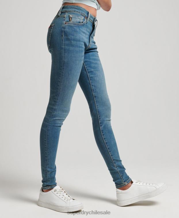 mujer Superdry azul vaqueros pitillo vintage de tiro medio de algodón orgánico 2R68Z3865