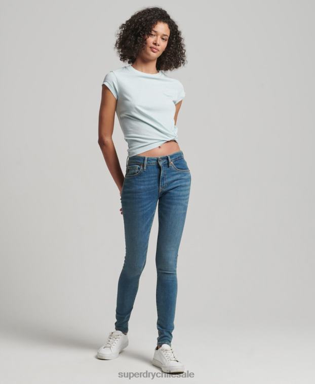 mujer Superdry azul vaqueros pitillo vintage de tiro medio de algodón orgánico 2R68Z3865