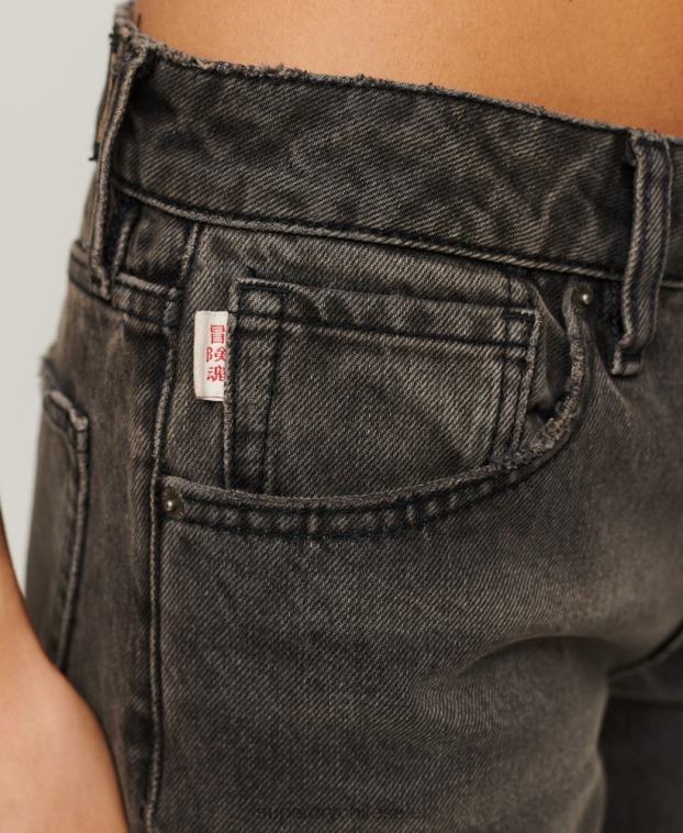 mujer Superdry gris vaqueros anchos de algodón orgánico 2R68Z3879