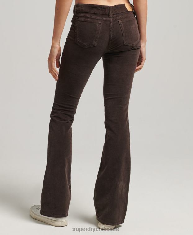 mujer Superdry marrón vaqueros acampanados de terciopelo de tiro bajo 2R68Z2588