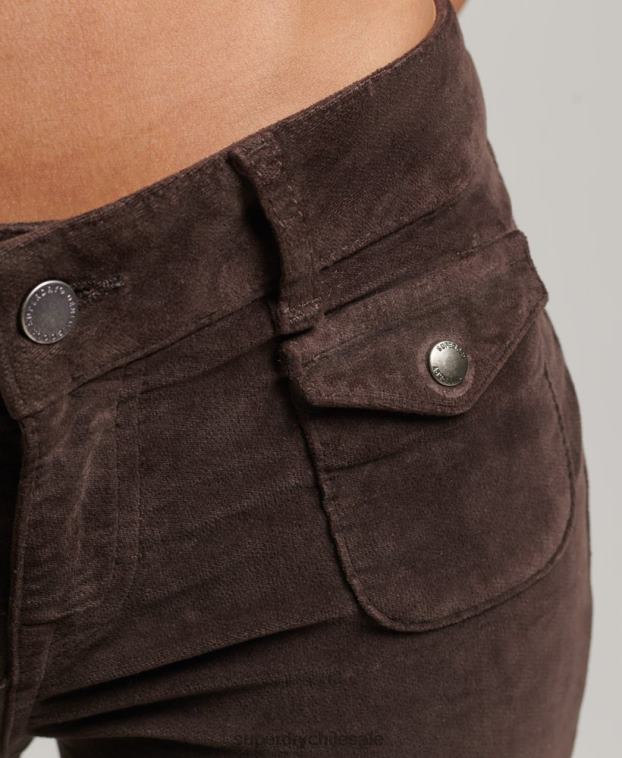 mujer Superdry marrón vaqueros acampanados de terciopelo de tiro bajo 2R68Z2588