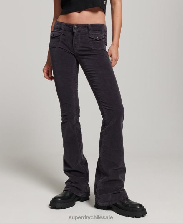 mujer Superdry negro vaqueros acampanados de terciopelo de tiro bajo 2R68Z2596