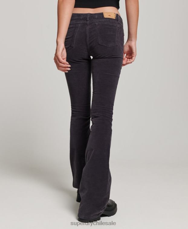 mujer Superdry negro vaqueros acampanados de terciopelo de tiro bajo 2R68Z2596